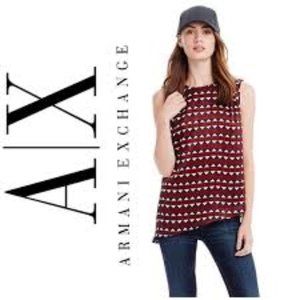 Armani Exchange Print Asymmetrical Hem Top NWOT